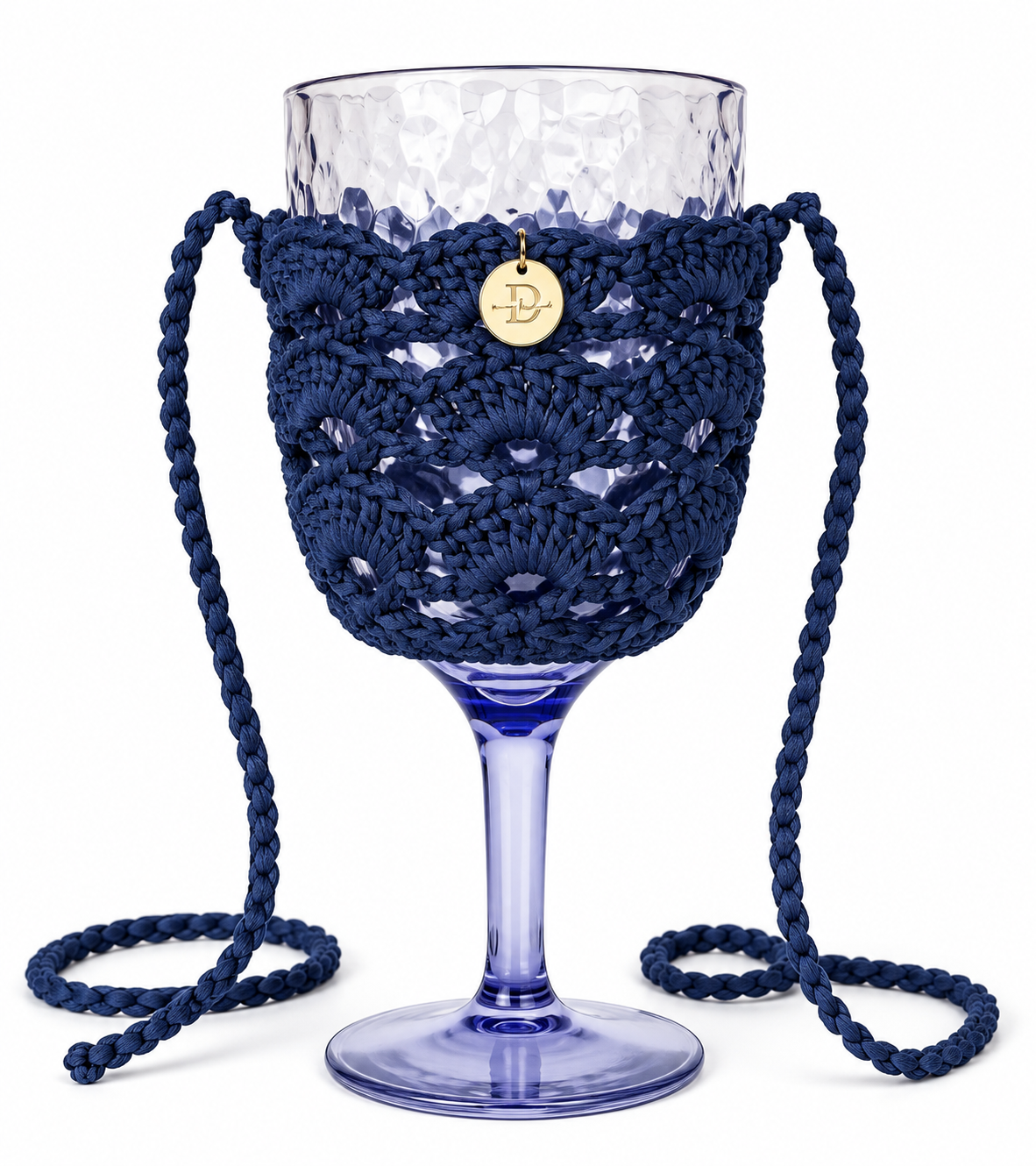 dark blue wine glass holder