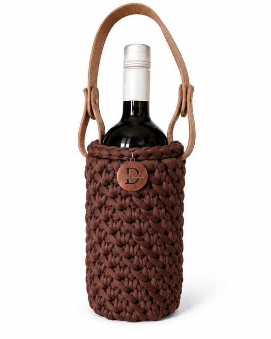 Dark brown wine bottle holder